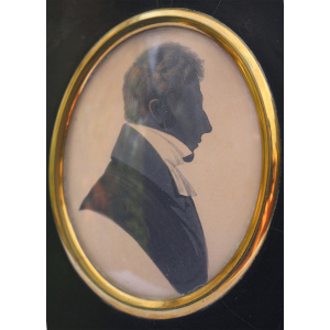 A very fine antique Georgian polychrome painted Portrait Miniature Silhouette