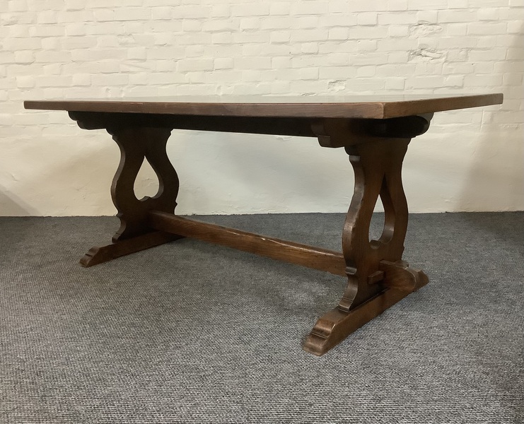 A Solid Oak Parquet Dining/Gaming Shove Table.
