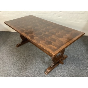 A Solid Oak Parquet Dining/Gaming Shove Table.