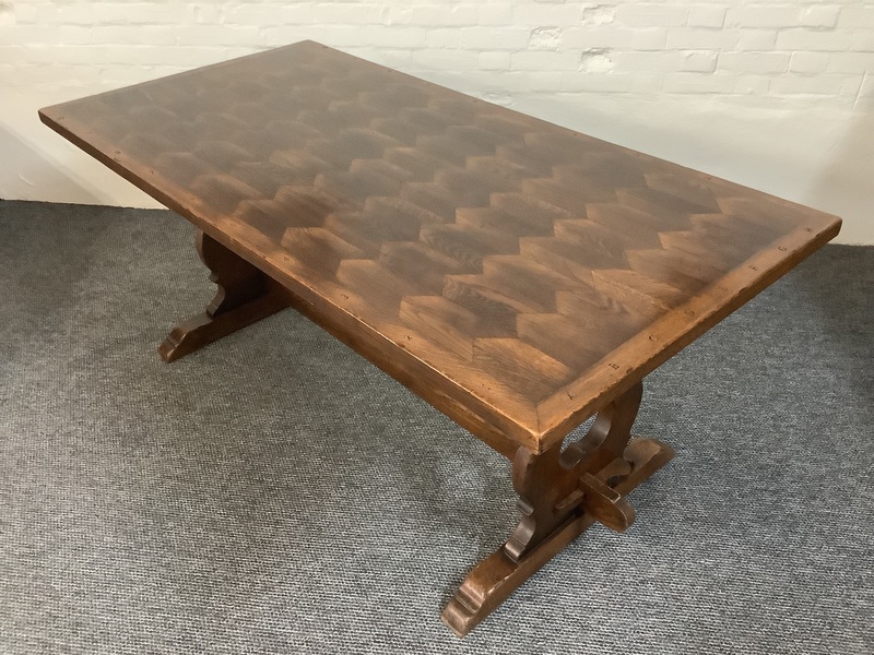 A Solid Oak Parquet Dining/Gaming Shove Table.