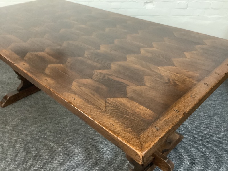 A Solid Oak Parquet Dining/Gaming Shove Table.