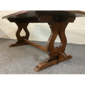 A Solid Oak Parquet Dining/Gaming Shove Table.
