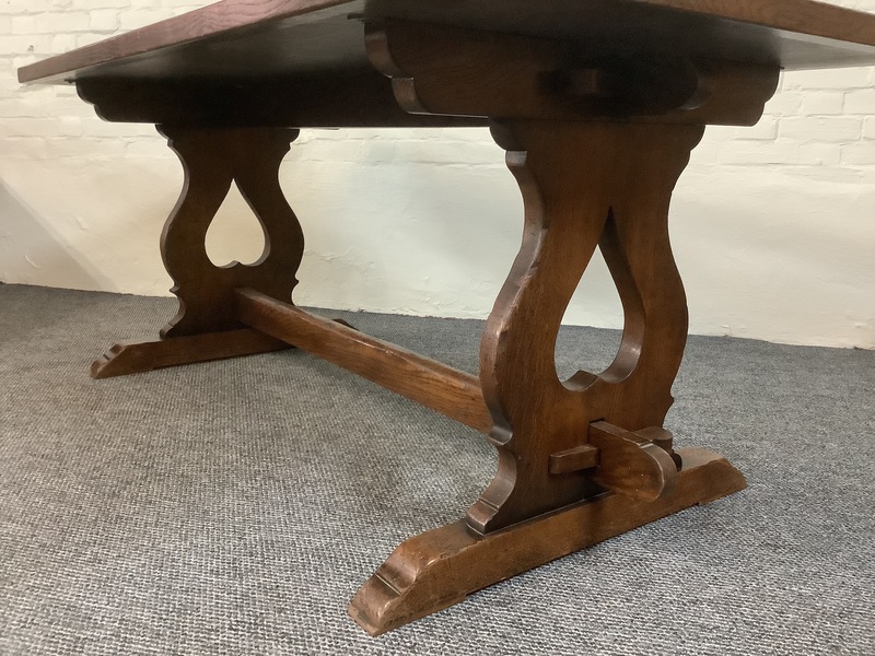 A Solid Oak Parquet Dining/Gaming Shove Table.