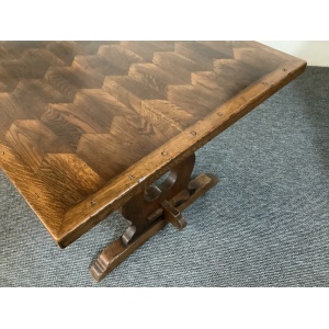 A Solid Oak Parquet Dining/Gaming Shove Table.