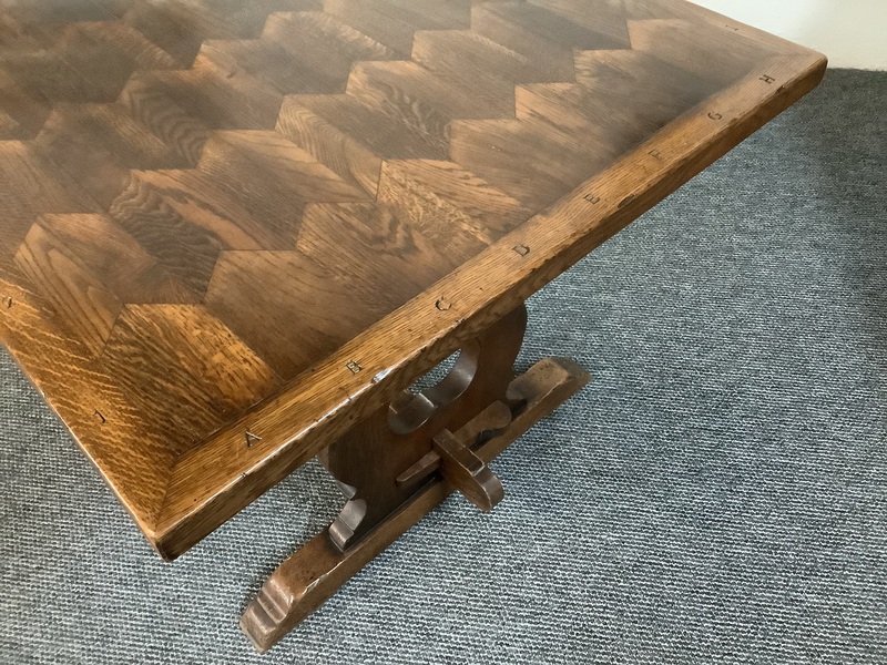A Solid Oak Parquet Dining/Gaming Shove Table.