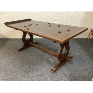 A Solid Oak Parquet Dining/Gaming Shove Table.