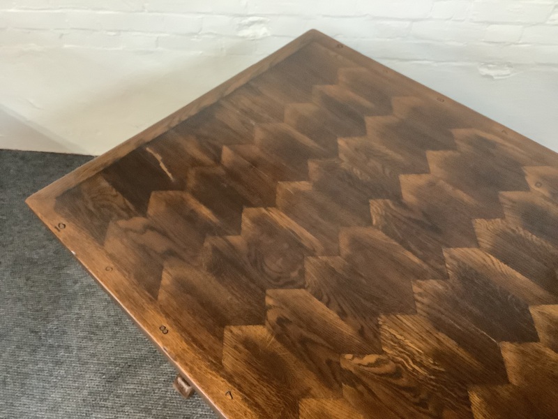 A Solid Oak Parquet Dining/Gaming Shove Table.