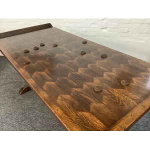 A Solid Oak Parquet Dining/Gaming Shove Table.