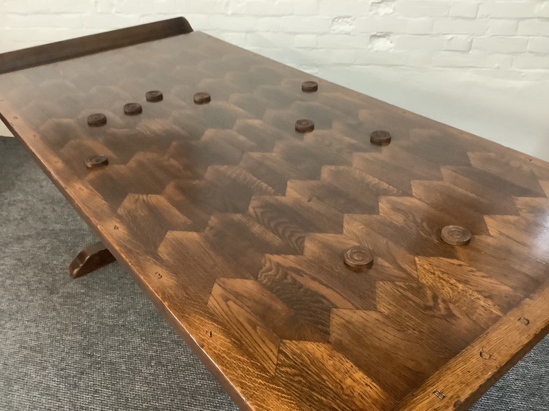 A Solid Oak Parquet Dining/Gaming Shove Table.