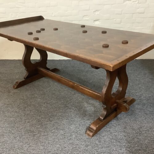 A Solid Oak Parquet Dining/Gaming Shove Table.