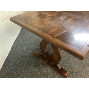 A Solid Oak Parquet Dining/Gaming Shove Table.