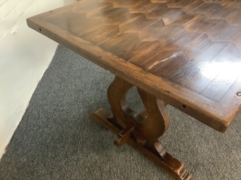 A Solid Oak Parquet Dining/Gaming Shove Table.