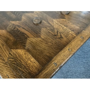 A Solid Oak Parquet Dining/Gaming Shove Table.