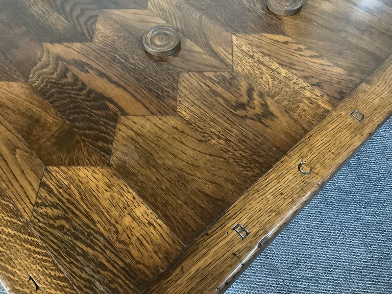 A Solid Oak Parquet Dining/Gaming Shove Table.