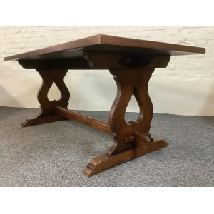 A Solid Oak Parquet Dining/Gaming Shove Table.
