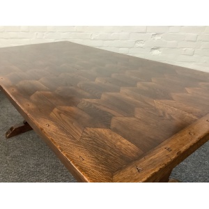 A Solid Oak Parquet Dining/Gaming Shove Table.