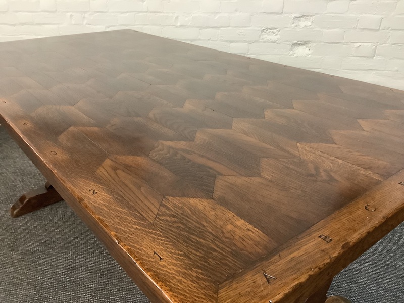 A Solid Oak Parquet Dining/Gaming Shove Table.