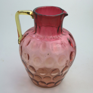 A good antique Victorian glass dimpled amberina cranberry Lemonade Set C.19thC