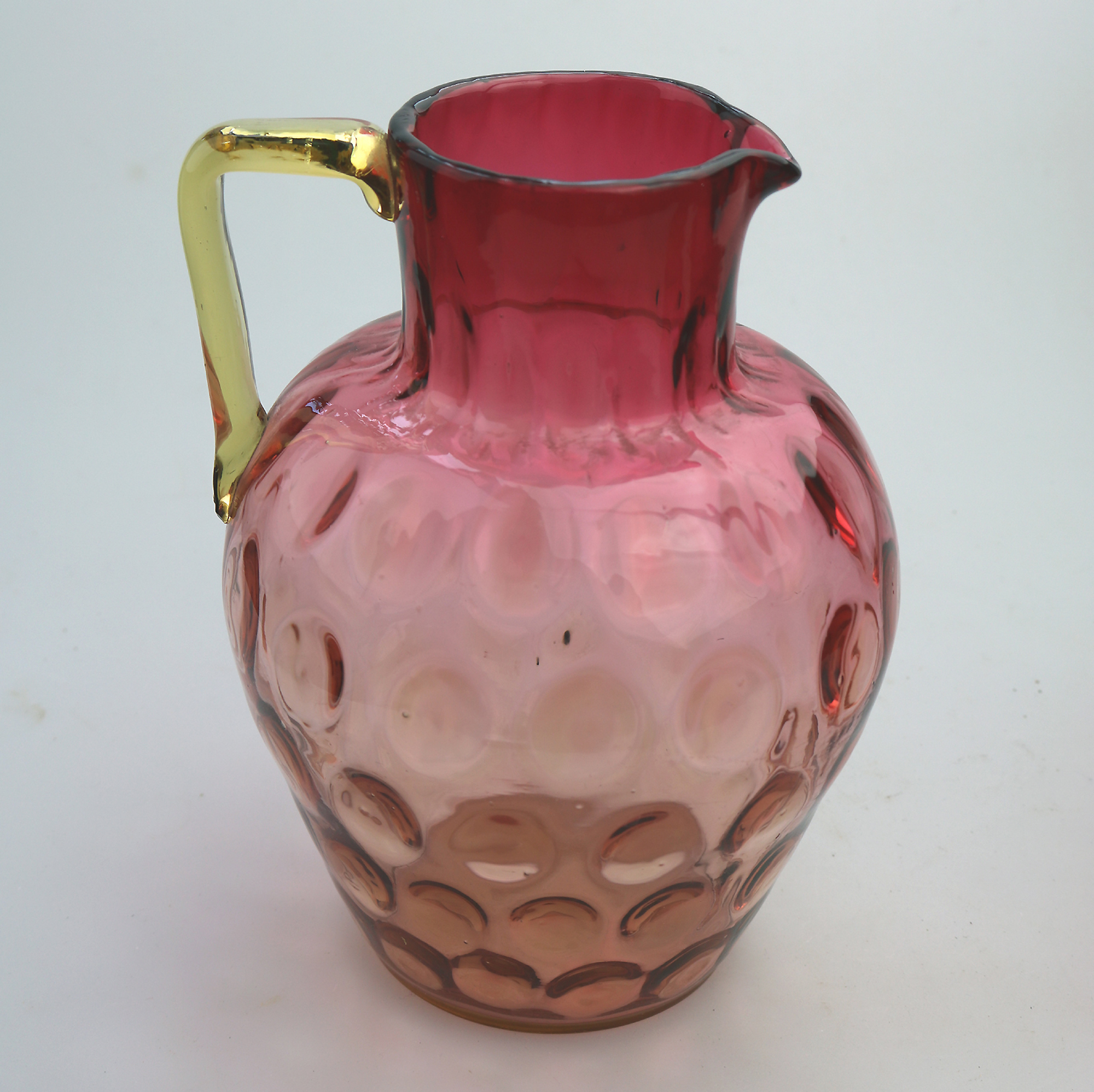 A good antique Victorian glass dimpled amberina cranberry Lemonade Set C.19thC