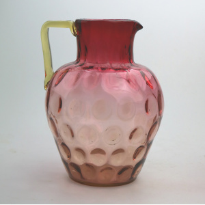 A good antique Victorian glass dimpled amberina cranberry Lemonade Set C.19thC