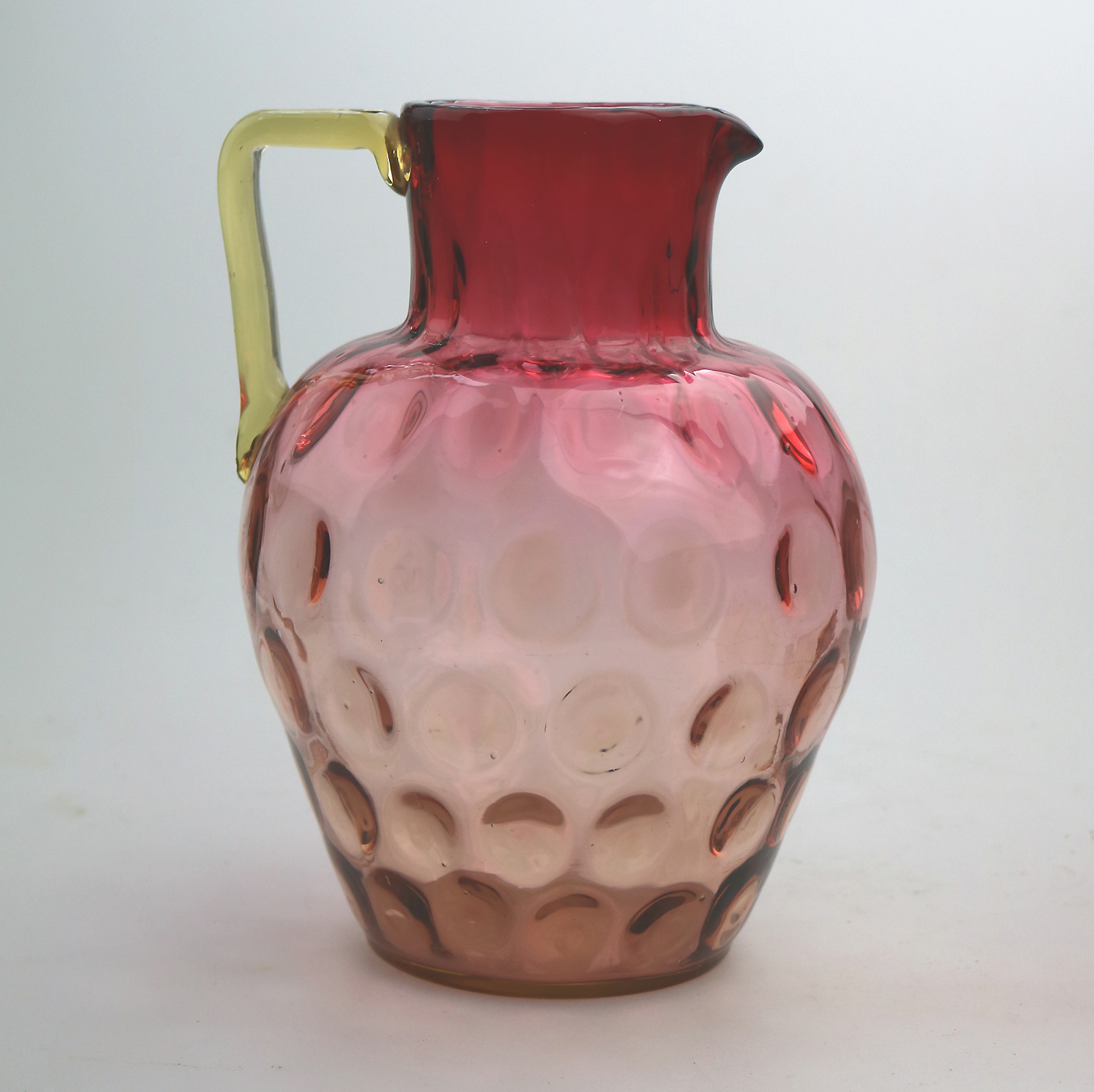 A good antique Victorian glass dimpled amberina cranberry Lemonade Set C.19thC