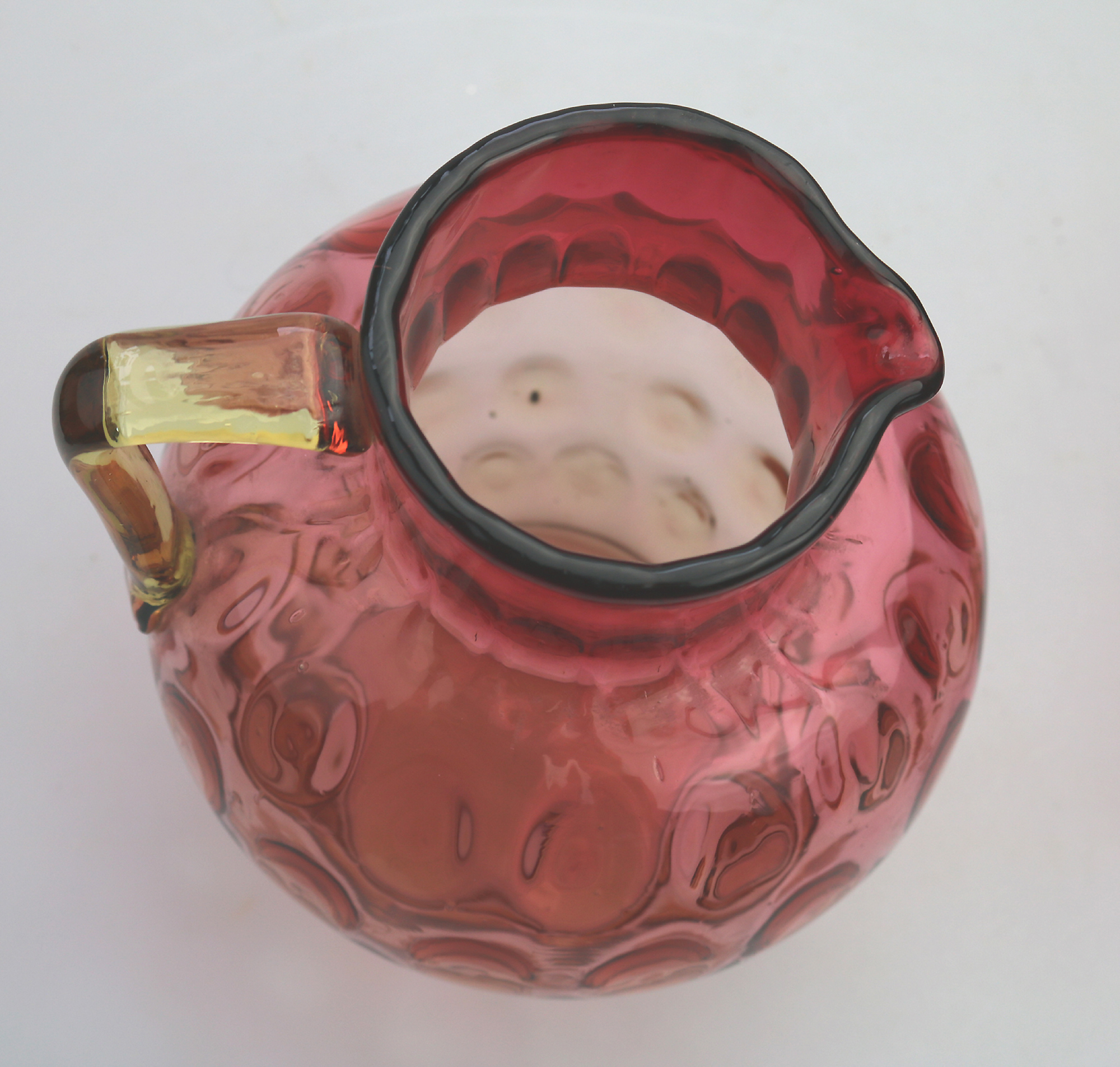 A good antique Victorian glass dimpled amberina cranberry Lemonade Set C.19thC