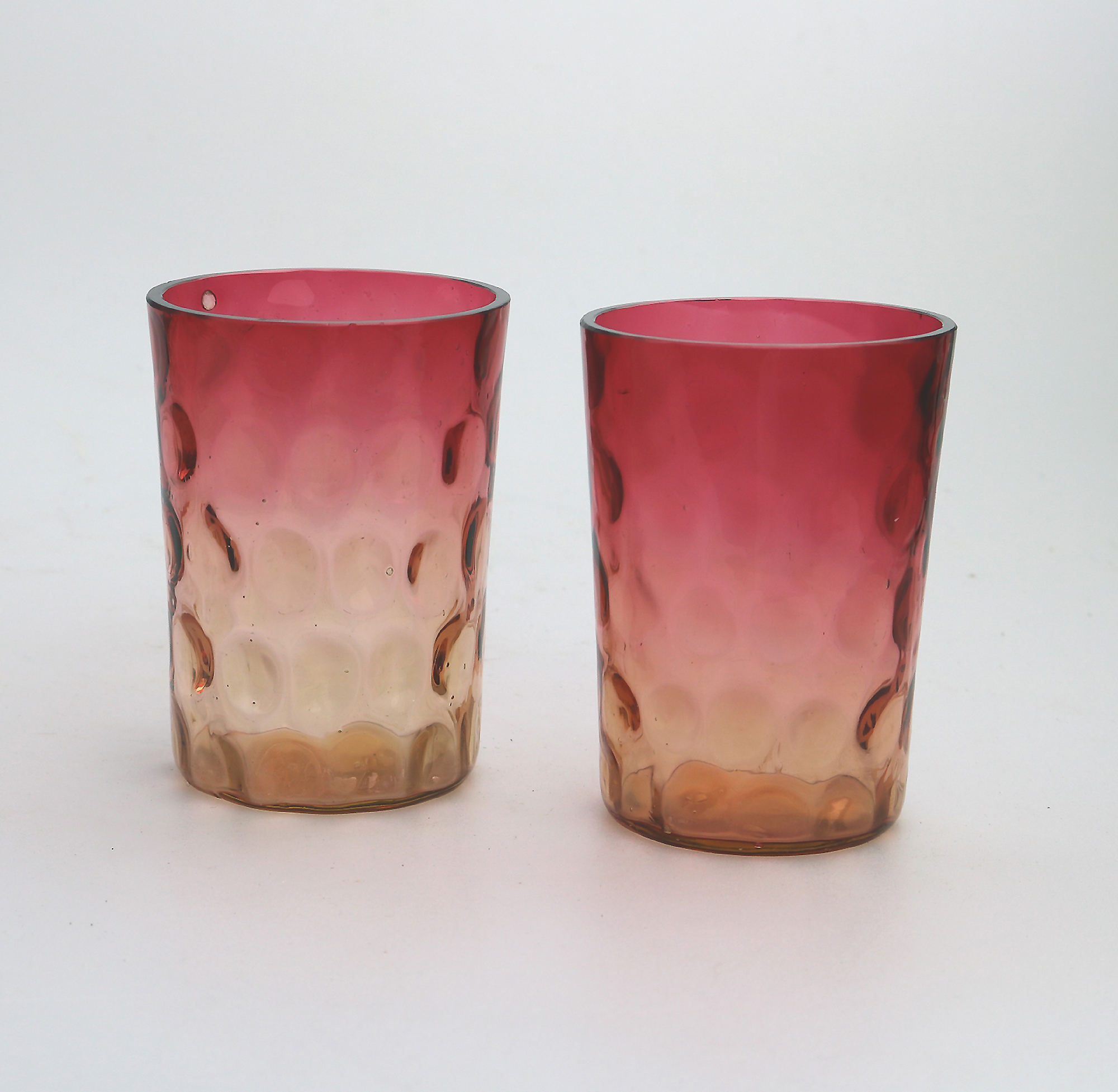 A good antique Victorian glass dimpled amberina cranberry Lemonade Set C.19thC