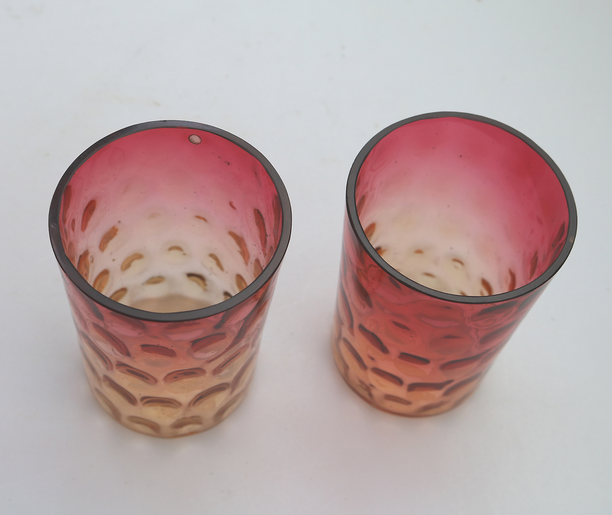 A good antique Victorian glass dimpled amberina cranberry Lemonade Set C.19thC