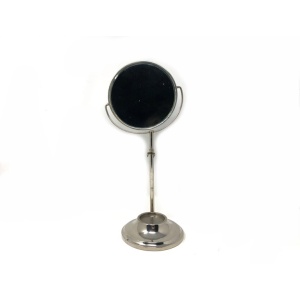 Antique Art Deco Chrome Silver Pedestal Shaving Mirror on Stand with Holder