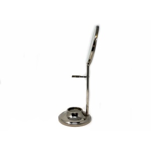 Antique Art Deco Chrome Silver Pedestal Shaving Mirror on Stand with Holder