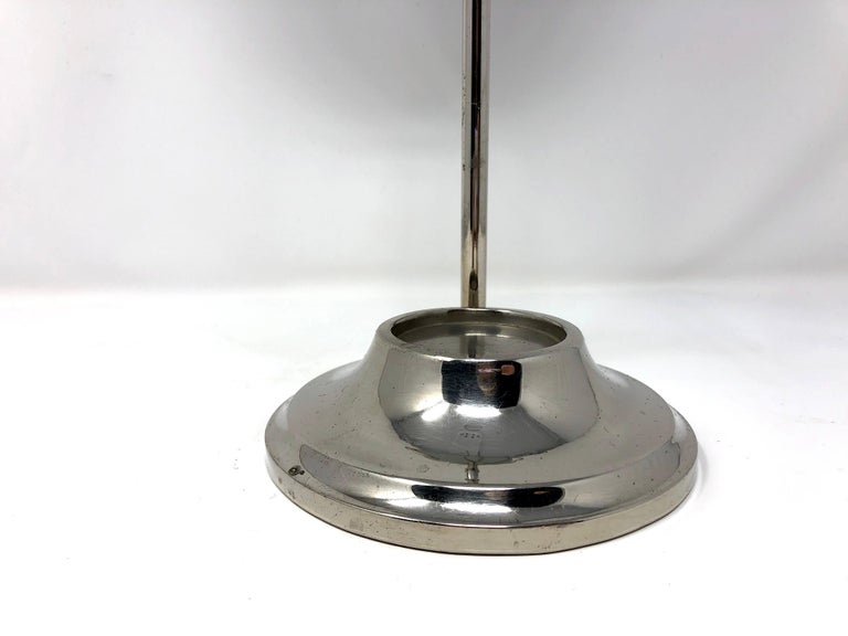Antique Art Deco Chrome Silver Pedestal Shaving Mirror on Stand with Holder