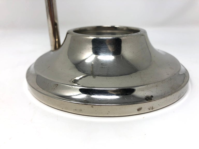 Antique Art Deco Chrome Silver Pedestal Shaving Mirror on Stand with Holder