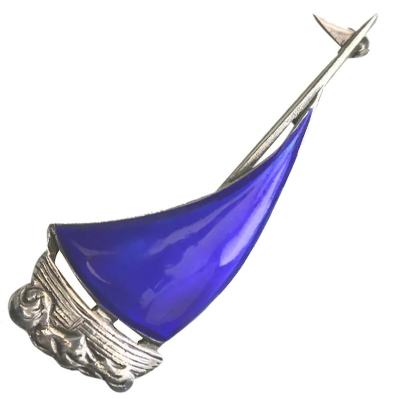 A rare designer Bernard Instone solid silver & enamel novelty Boat Brooch C.1964