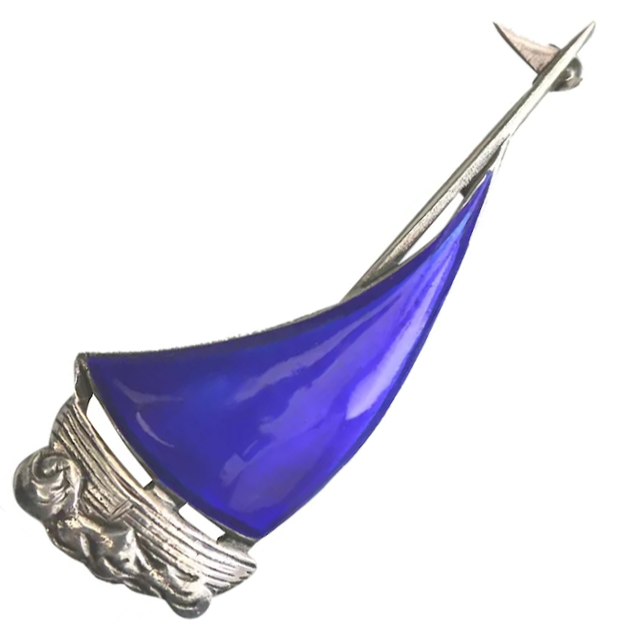 A rare designer Bernard Instone solid silver & enamel novelty Boat Brooch C.1964