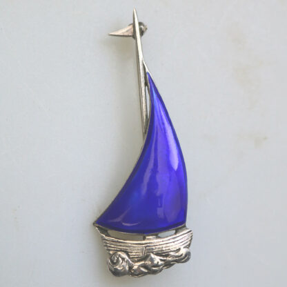 A rare designer Bernard Instone solid silver & enamel novelty Boat Brooch C.1964 - Image 2