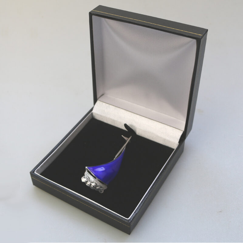 A rare designer Bernard Instone solid silver & enamel novelty Boat Brooch C.1964