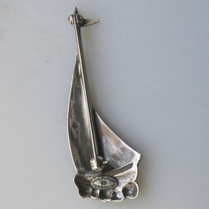 A rare designer Bernard Instone solid silver & enamel novelty Boat Brooch C.1964