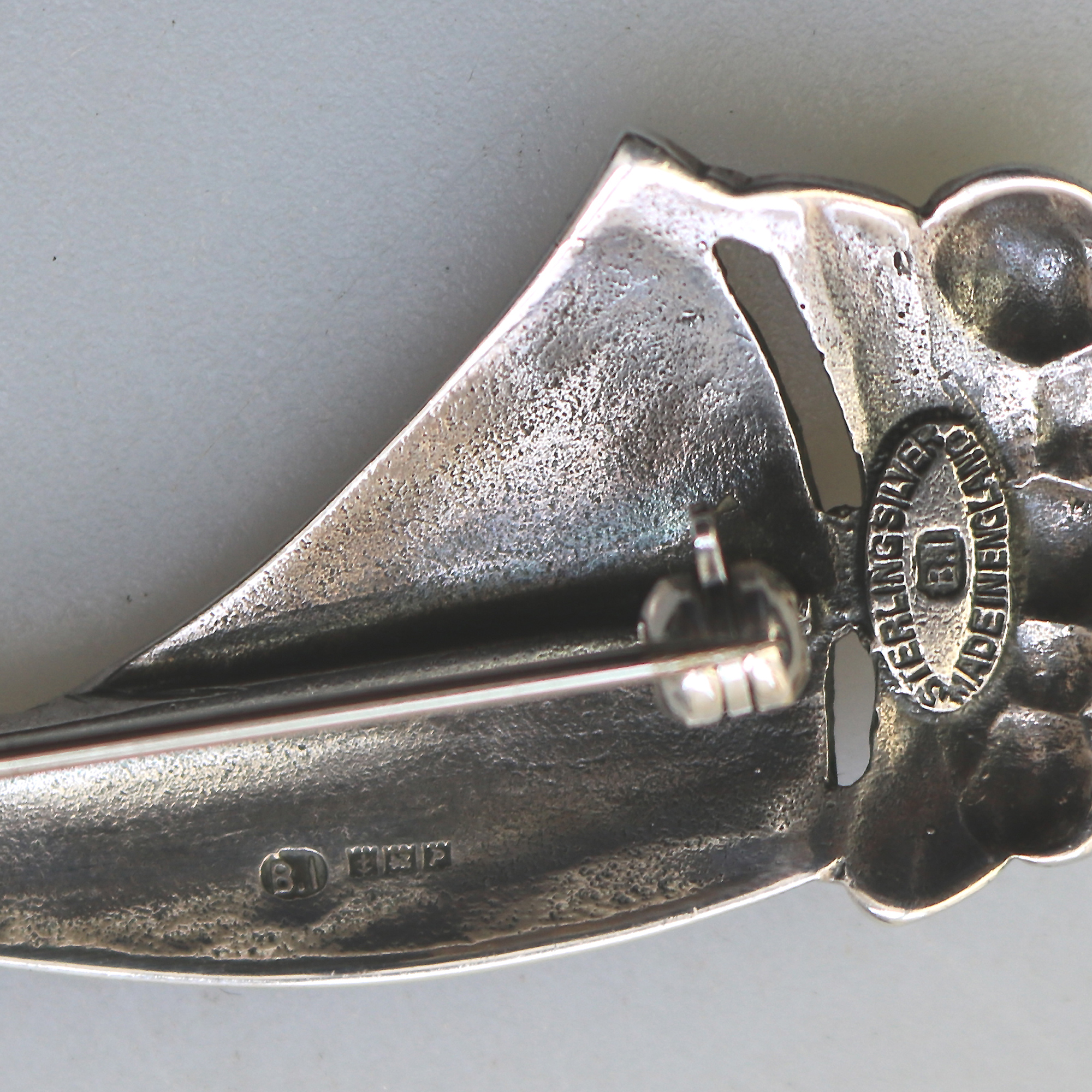 A rare designer Bernard Instone solid silver & enamel novelty Boat Brooch C.1964