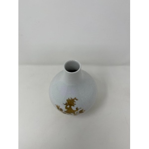 Bjorn Wiinblad Relief White Porcelain Vase for Rosenthal With Gilt Characters