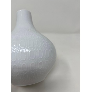 Bjorn Wiinblad Relief White Porcelain Vase for Rosenthal With Gilt Characters