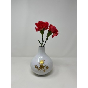 Bjorn Wiinblad Relief White Porcelain Vase for Rosenthal With Gilt Characters