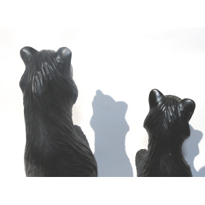 A large pair of good antique Treen Black Forest Begging Bears with glass eyes C.19thC
