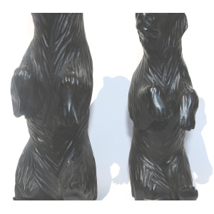 A large pair of good antique Treen Black Forest Begging Bears with glass eyes C.19thC