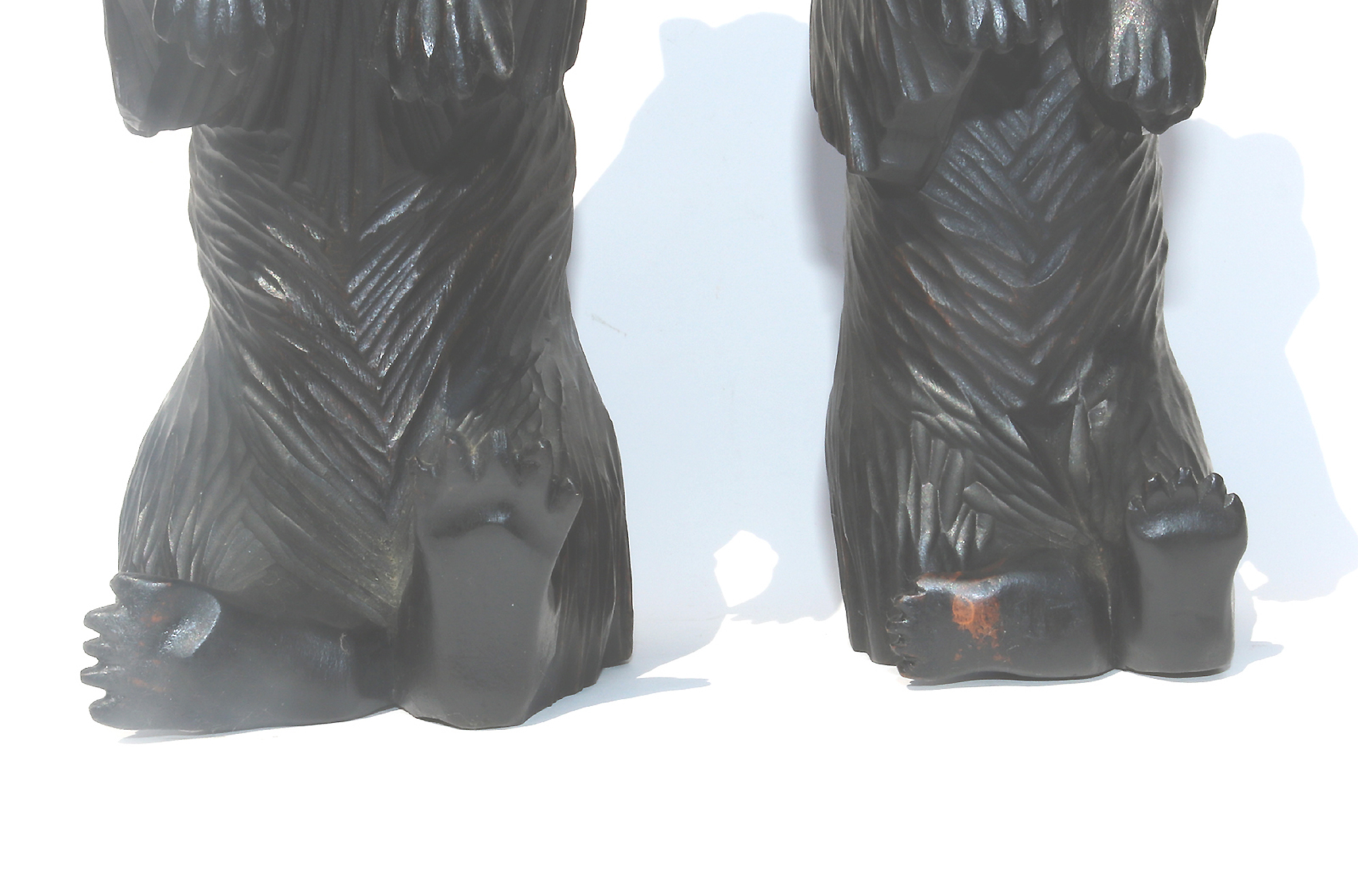 A large pair of good antique Treen Black Forest Begging Bears with glass eyes C.19thC