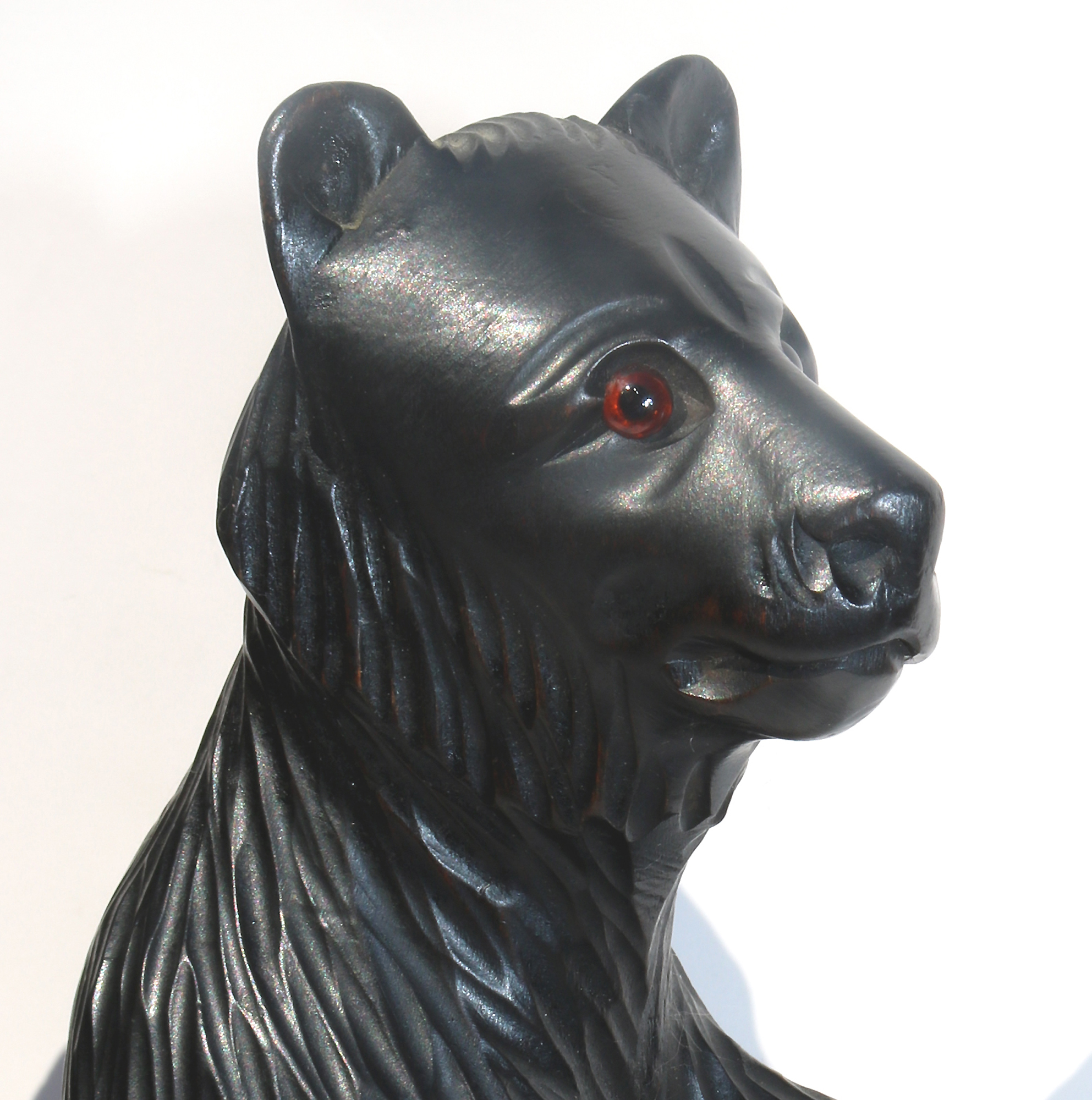 A large pair of good antique Treen Black Forest Begging Bears with glass eyes C.19thC