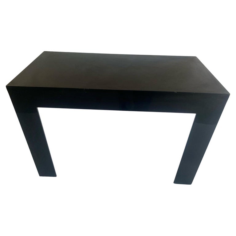 Black Syroco Parsons Style Console Table...Wall-Mount MCM Two-Legged Side Table