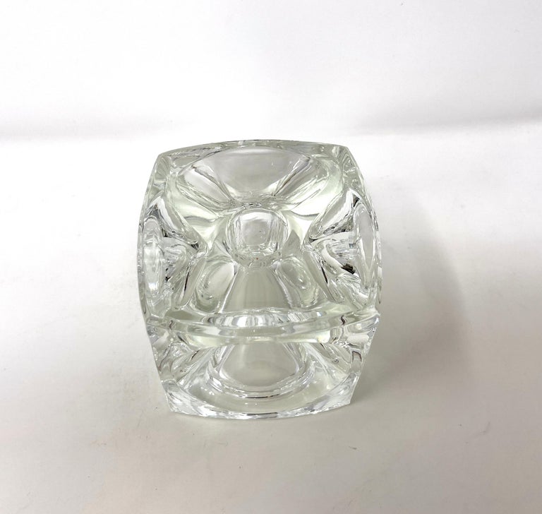 Bohemian Czech Art Glass Ice Cube Candle Holder by Rudolf Jurnikl
