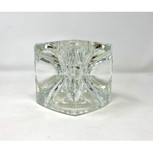 Bohemian Czech Art Glass Ice Cube Candle Holder by Rudolf Jurnikl