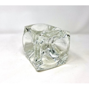 Bohemian Czech Art Glass Ice Cube Candle Holder by Rudolf Jurnikl