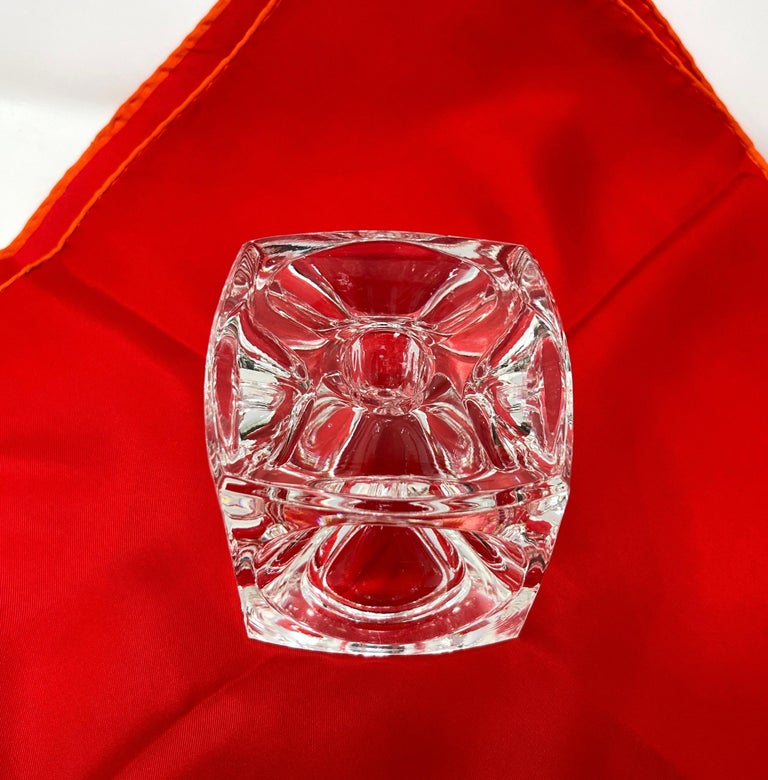 Bohemian Czech Art Glass Ice Cube Candle Holder by Rudolf Jurnikl